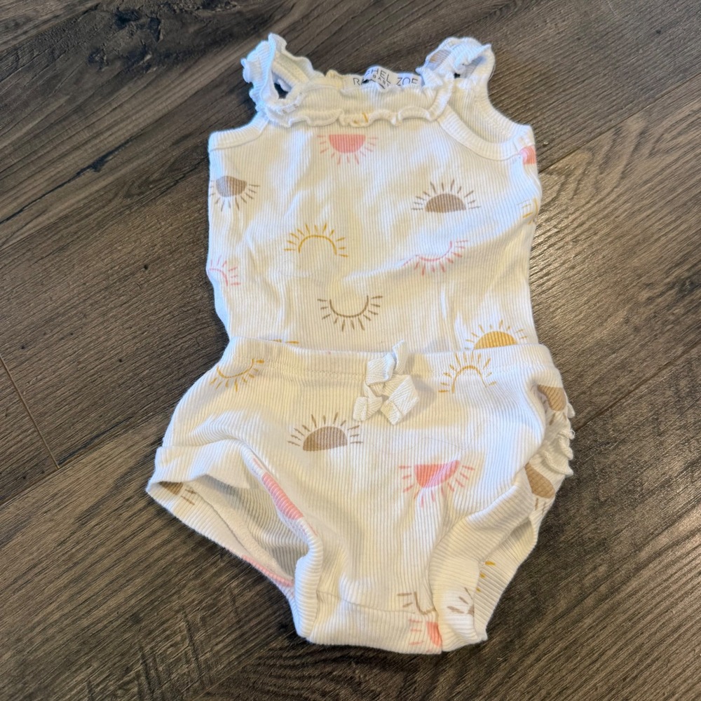 Rachel Zoe Baby‎ Girls 0-3M Sun Print Ribbed Bodysuit and Ruffle Bloomers Set